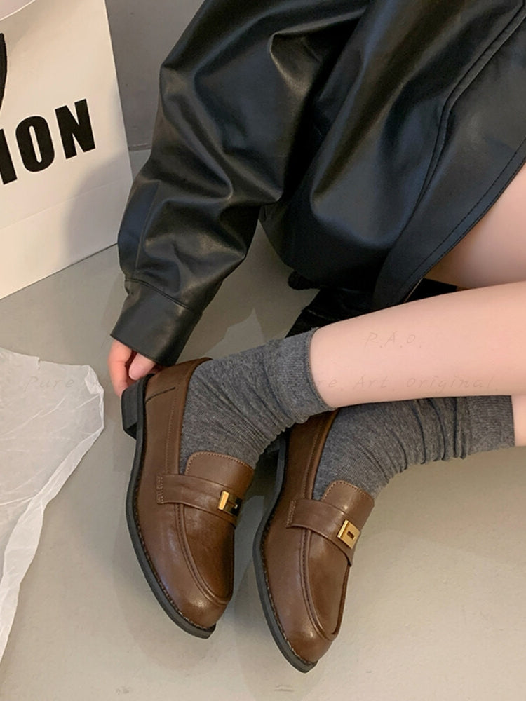 British-Style Vintage PU Leather Loafers