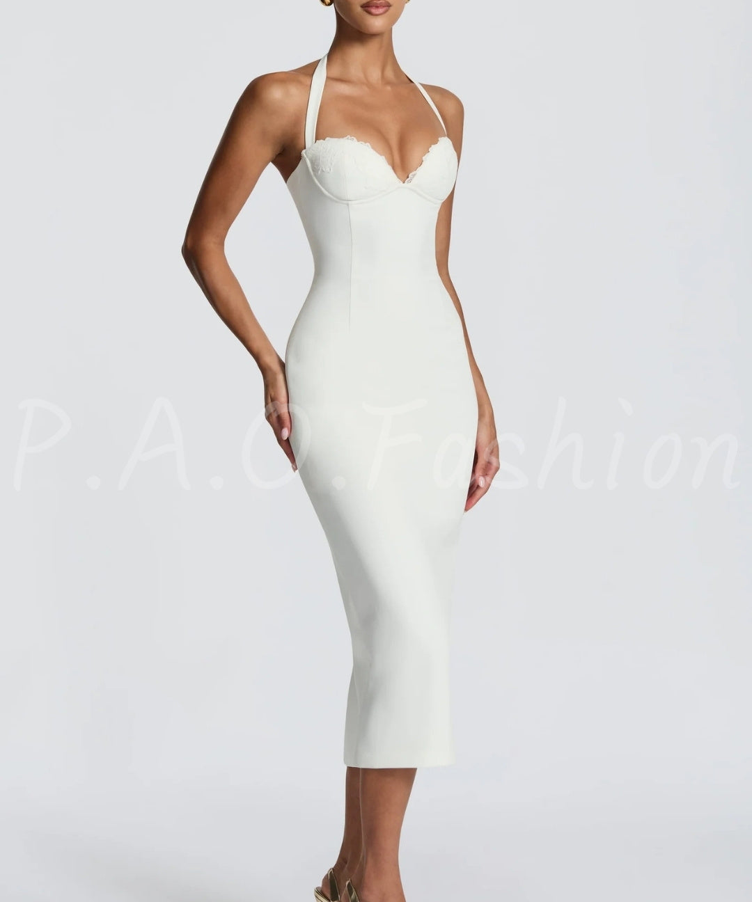 Elowen Lace Halter Midi Dress