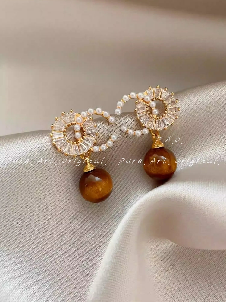 SOLEIL TIGER EYE STUDS