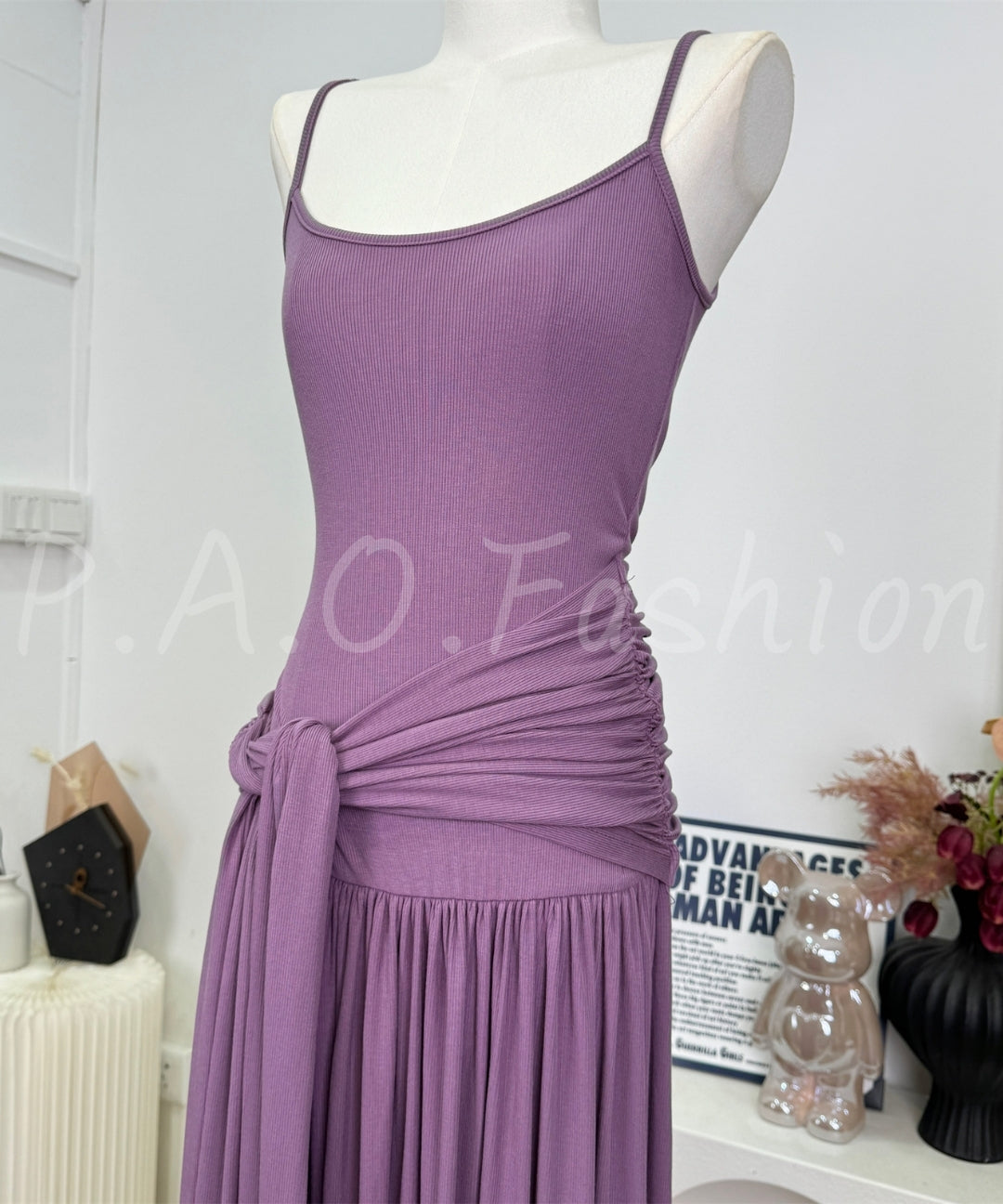 Ruched Tie-Front Camisole Maxi Dress[Available Now]