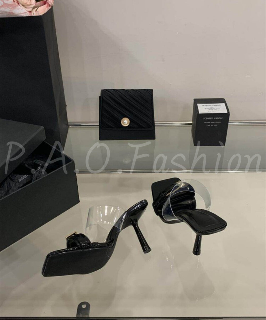 Buckled Clear Strap Heeled Sandals