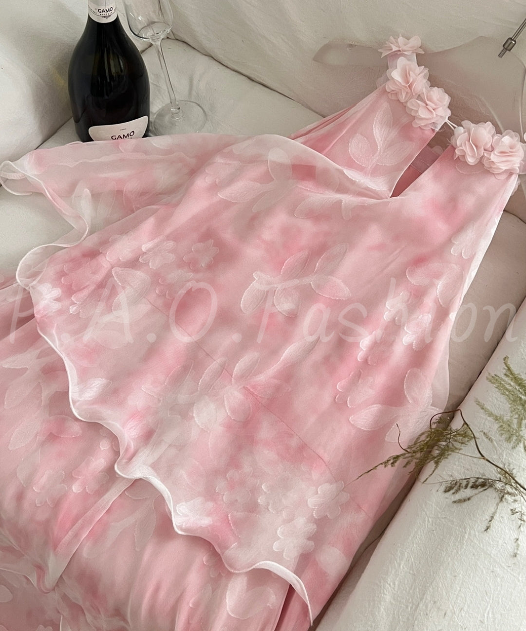 Blush Ombre Floral Halter Tiered Maxi Dress[Available Now]