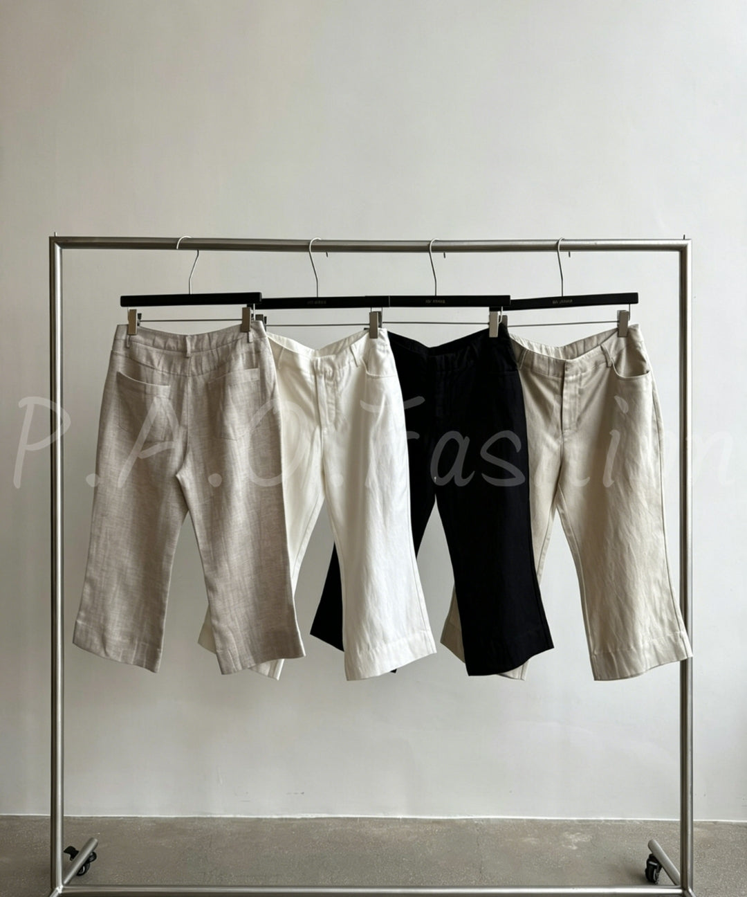 Lyocell Linen Blend Cropped Straight-Leg Pants