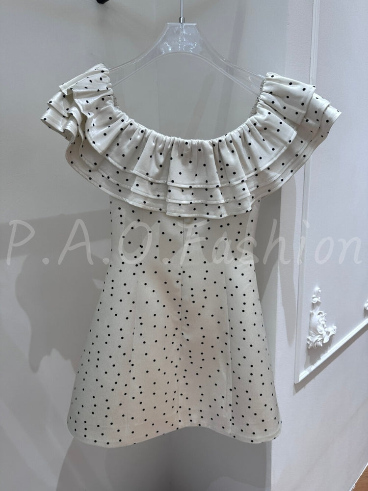 Polka Dot Off-Shoulder Ruffle Mini Dress