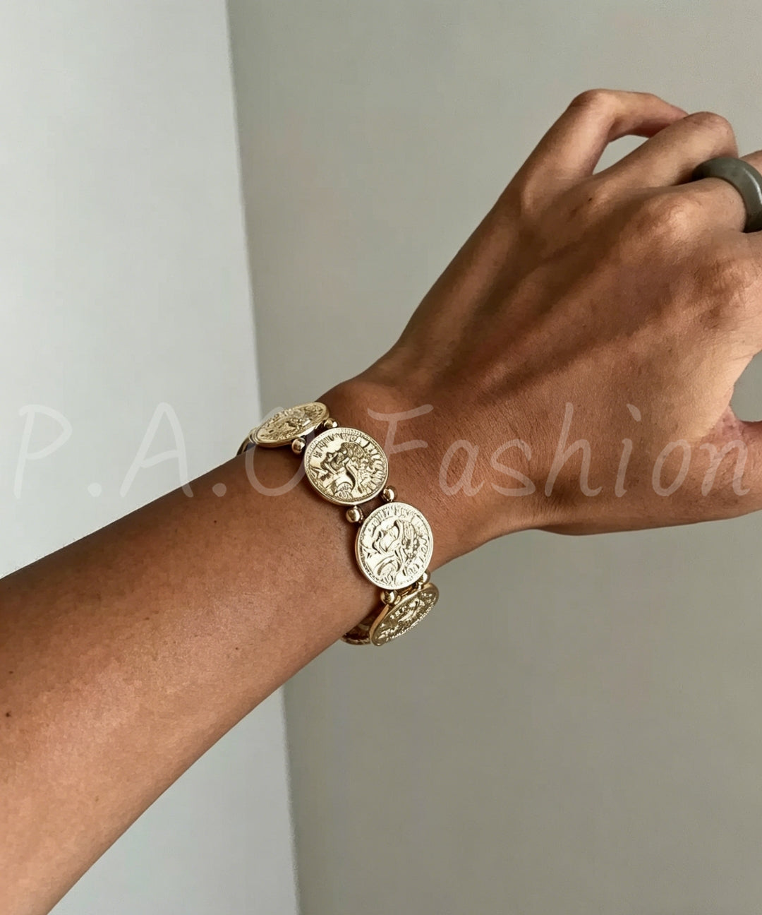 Vintage Coin Medallion Stretch Bracelet