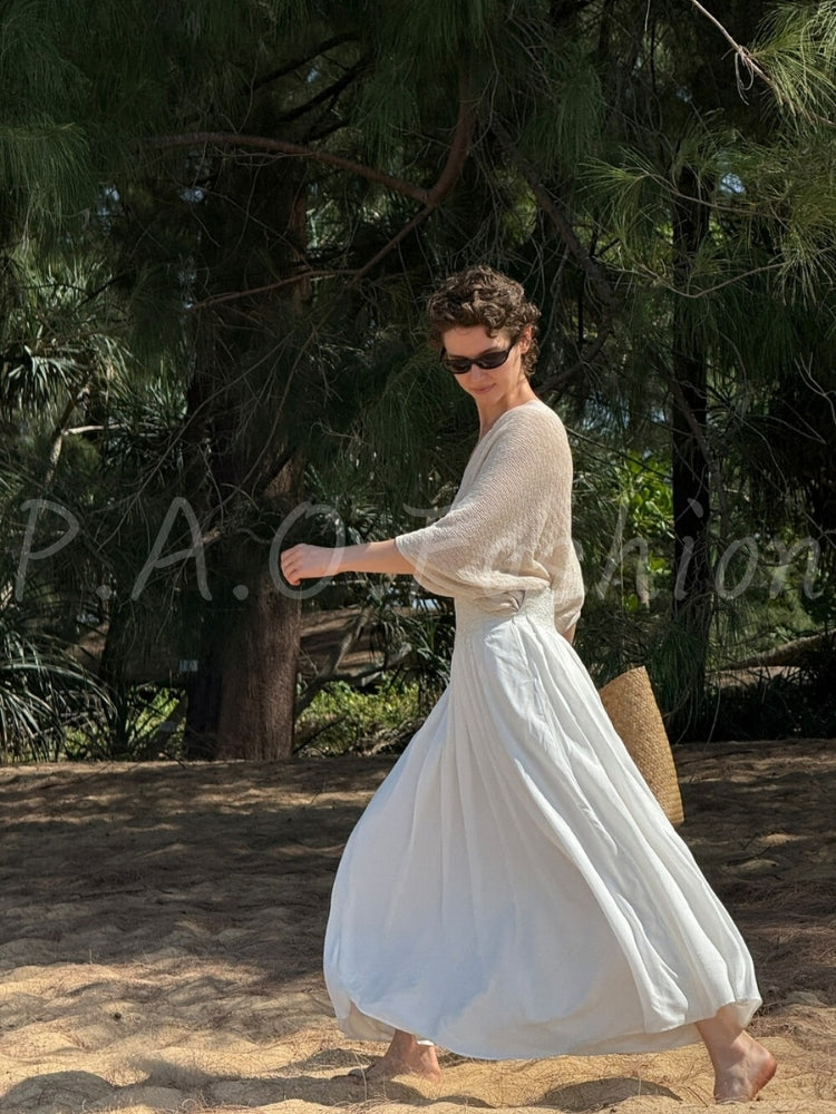 French Resort Flowing A-Line Maxi Skirt