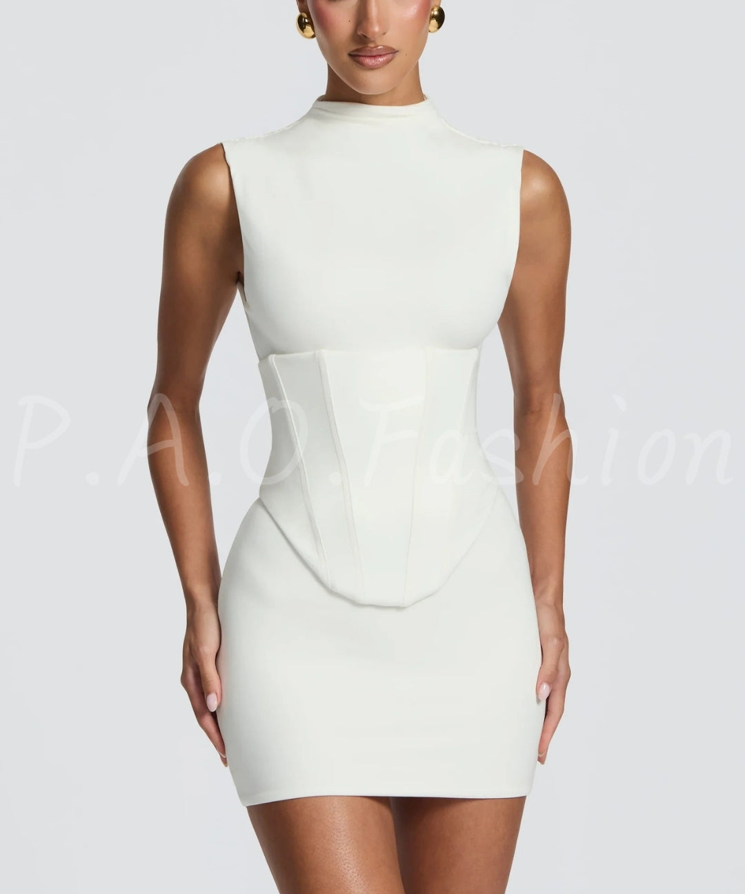 High-Neck Bodycon Mini Dress[Available Now]