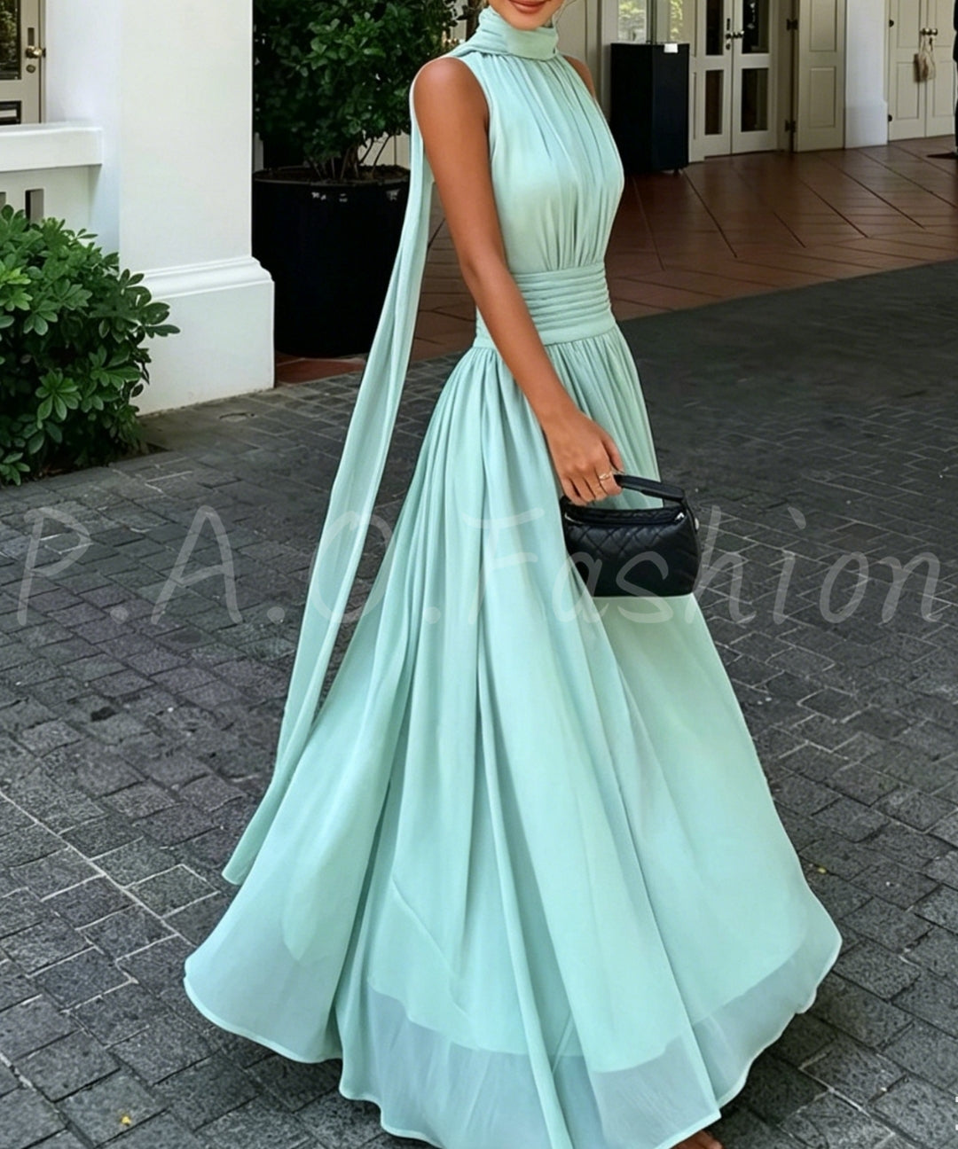 High-Neck Sleeveless Maxi Dress[Available Now]