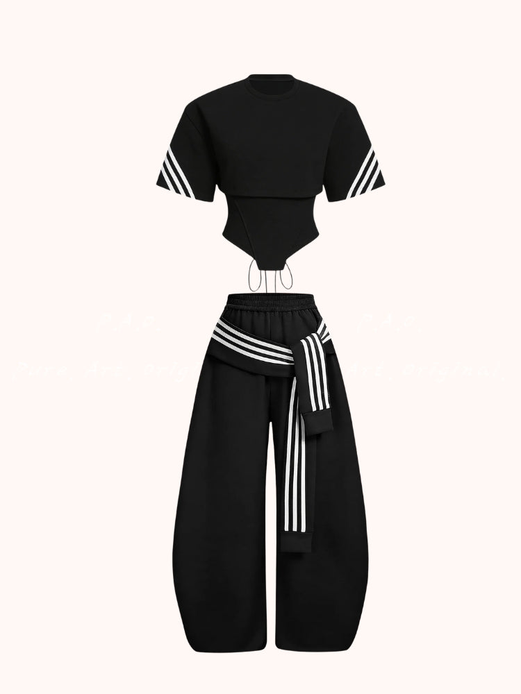 Striped Accent Casual Set