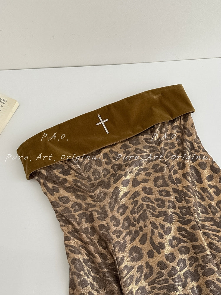 Noir Wild Leopard Strapless Bodycon Mini Dress