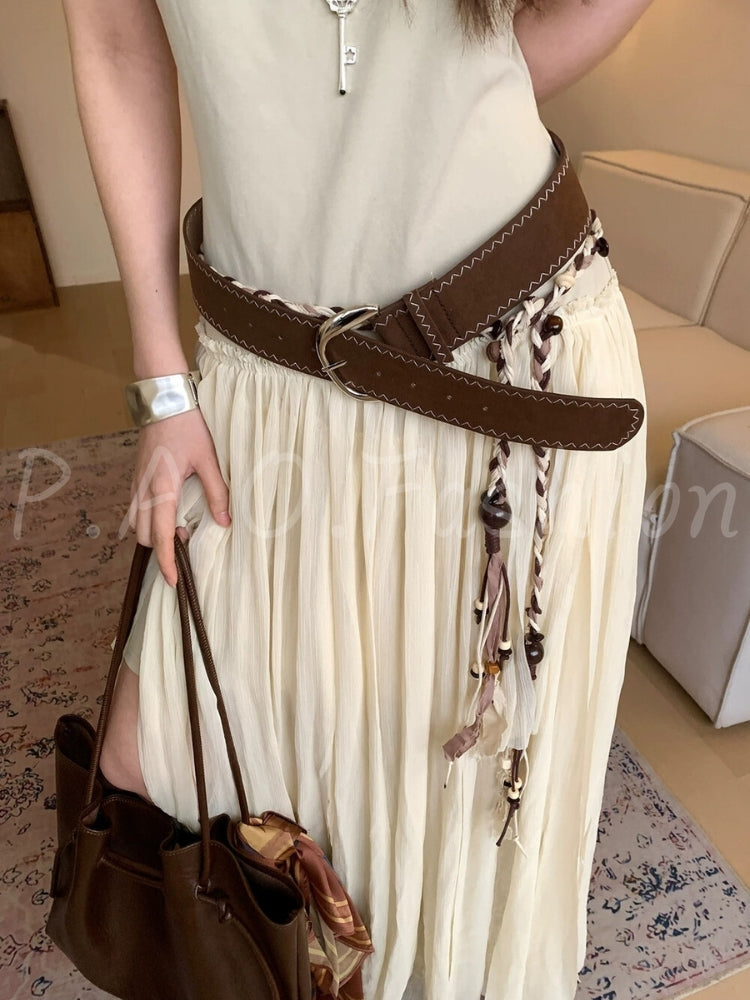 Vintage Suede Wide Buckle Waist Belt