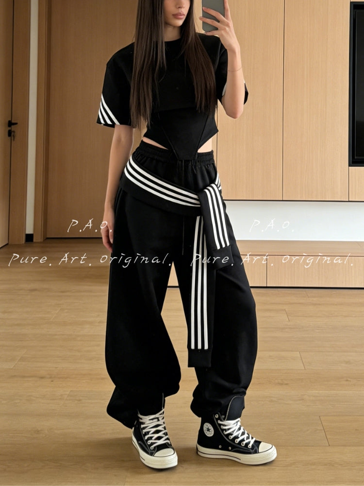 Striped Accent Casual Set
