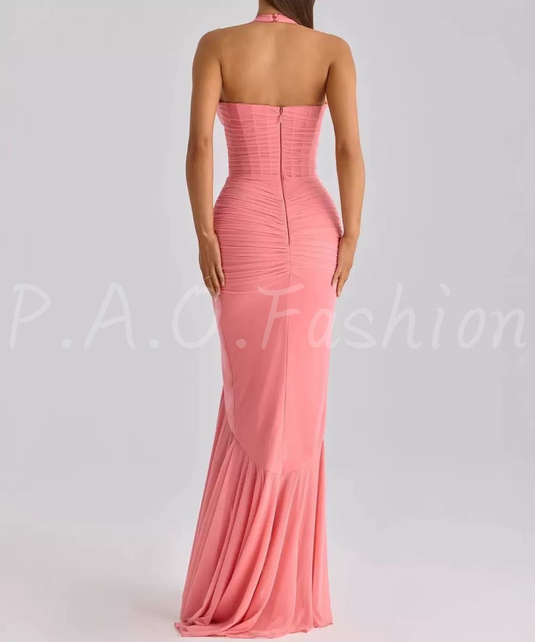 Halter Corset Mesh Mermaid Gown