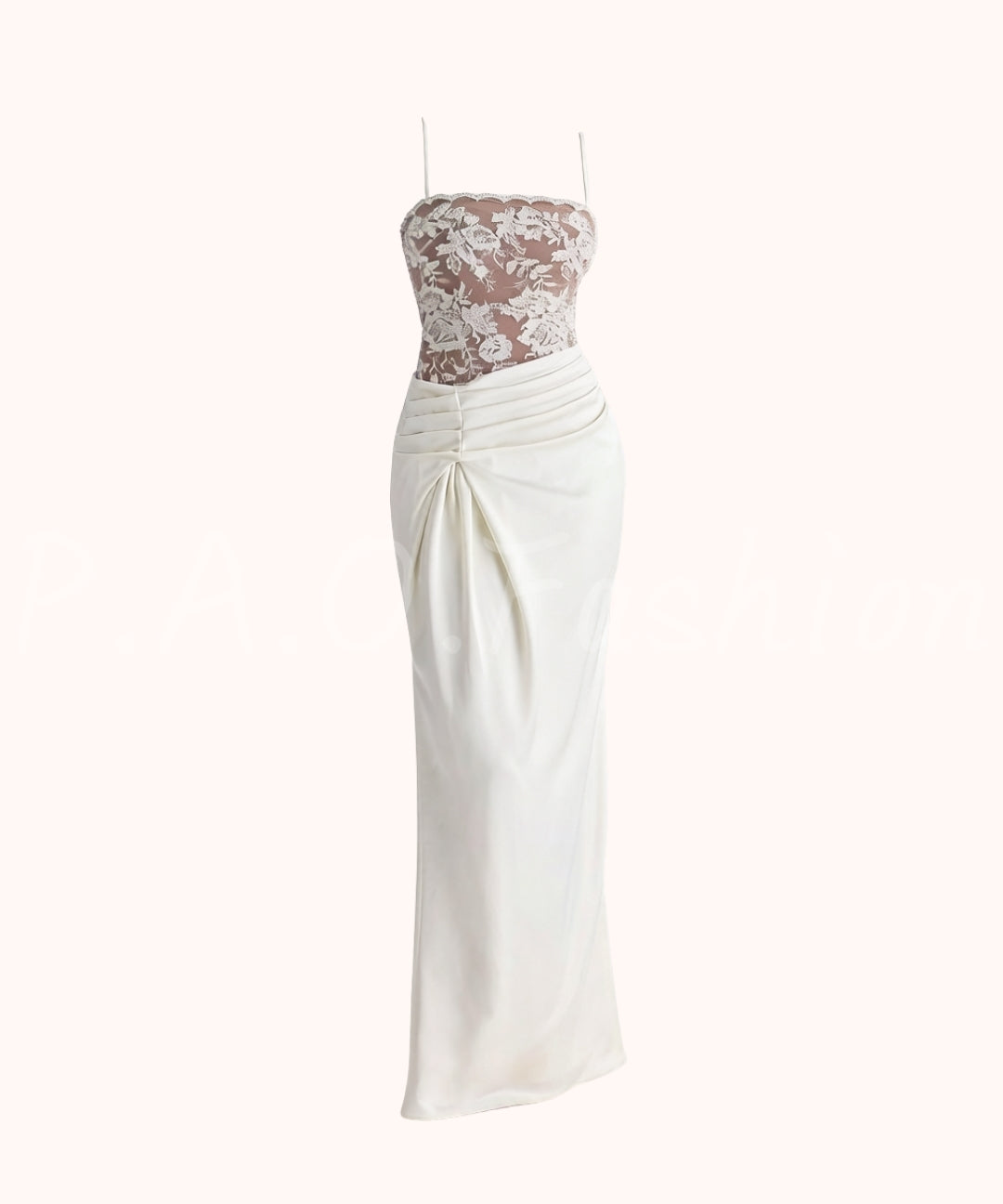 Lace & Satin Splice Evening Dress[Available Now]