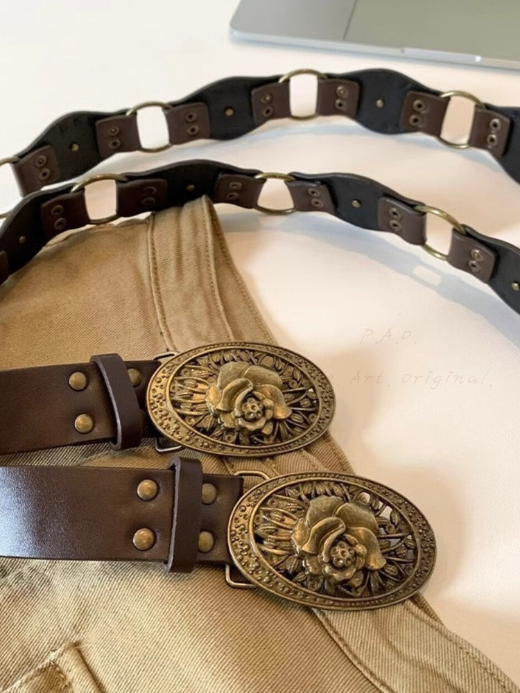 Bohemian-Style Brown PU Leather Belt
