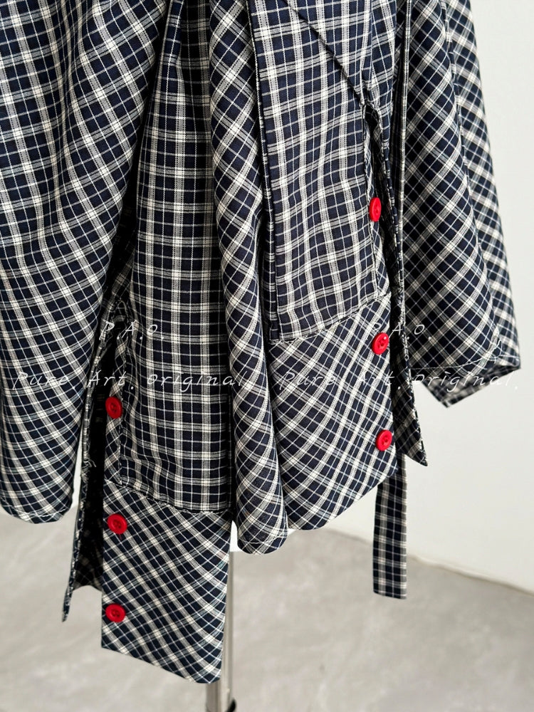 Layered Contrast Wrap‑Style A‑Line Skirt