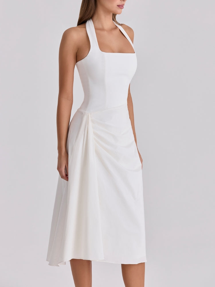 Halter Neck Corset Midi Dress