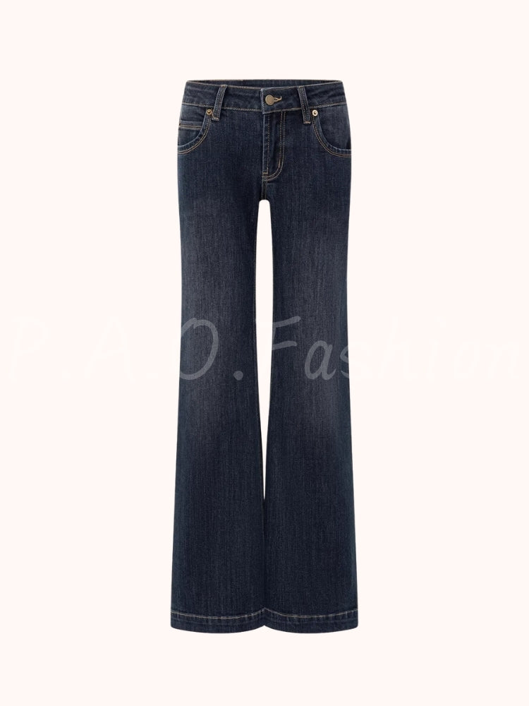 Vintage Belted Denim Jacket & Flared Jeans Set