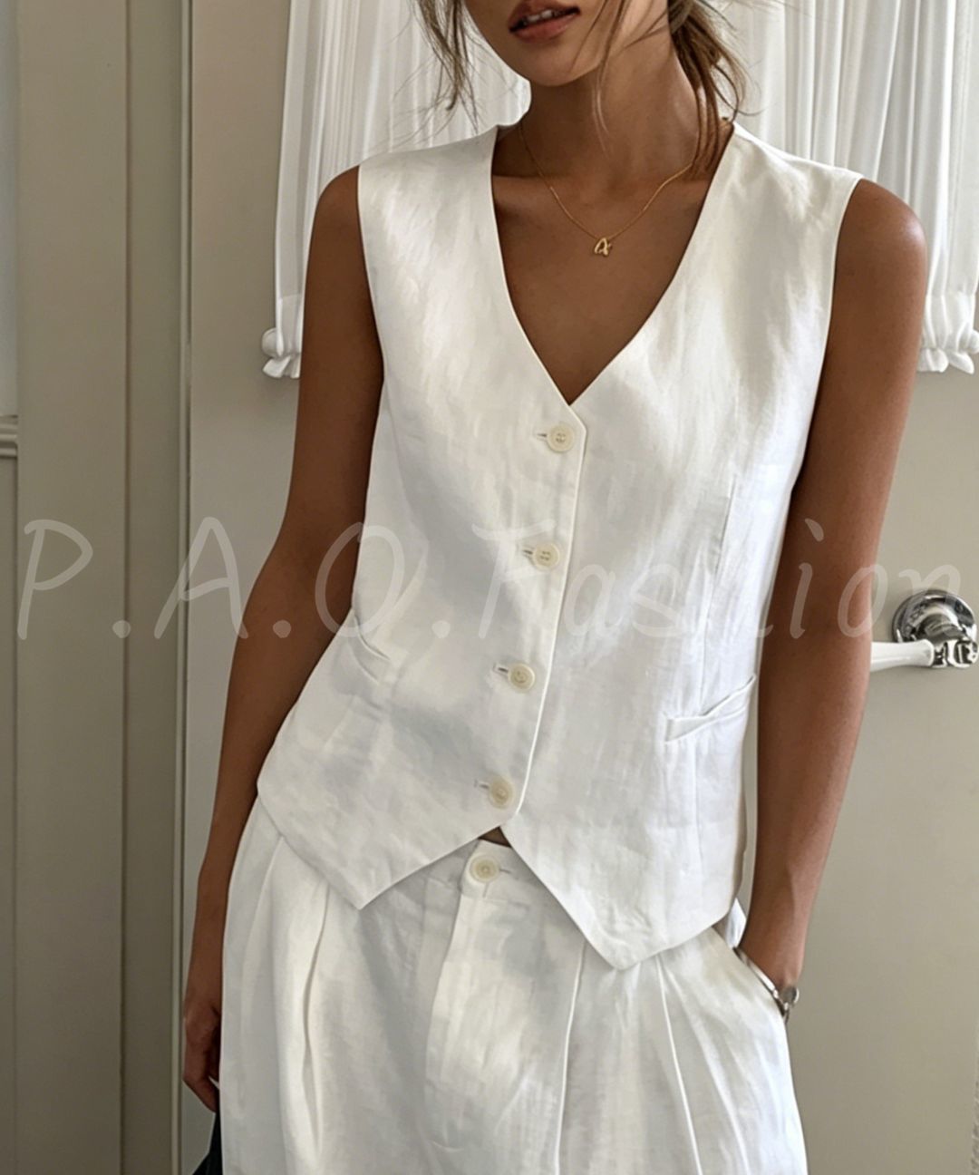 Tailored Vest & Wide-Leg Pants Set