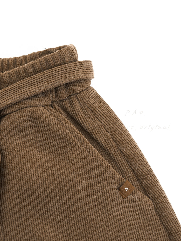 Corduroy Curve-Cut Casual Wide-Leg Pants