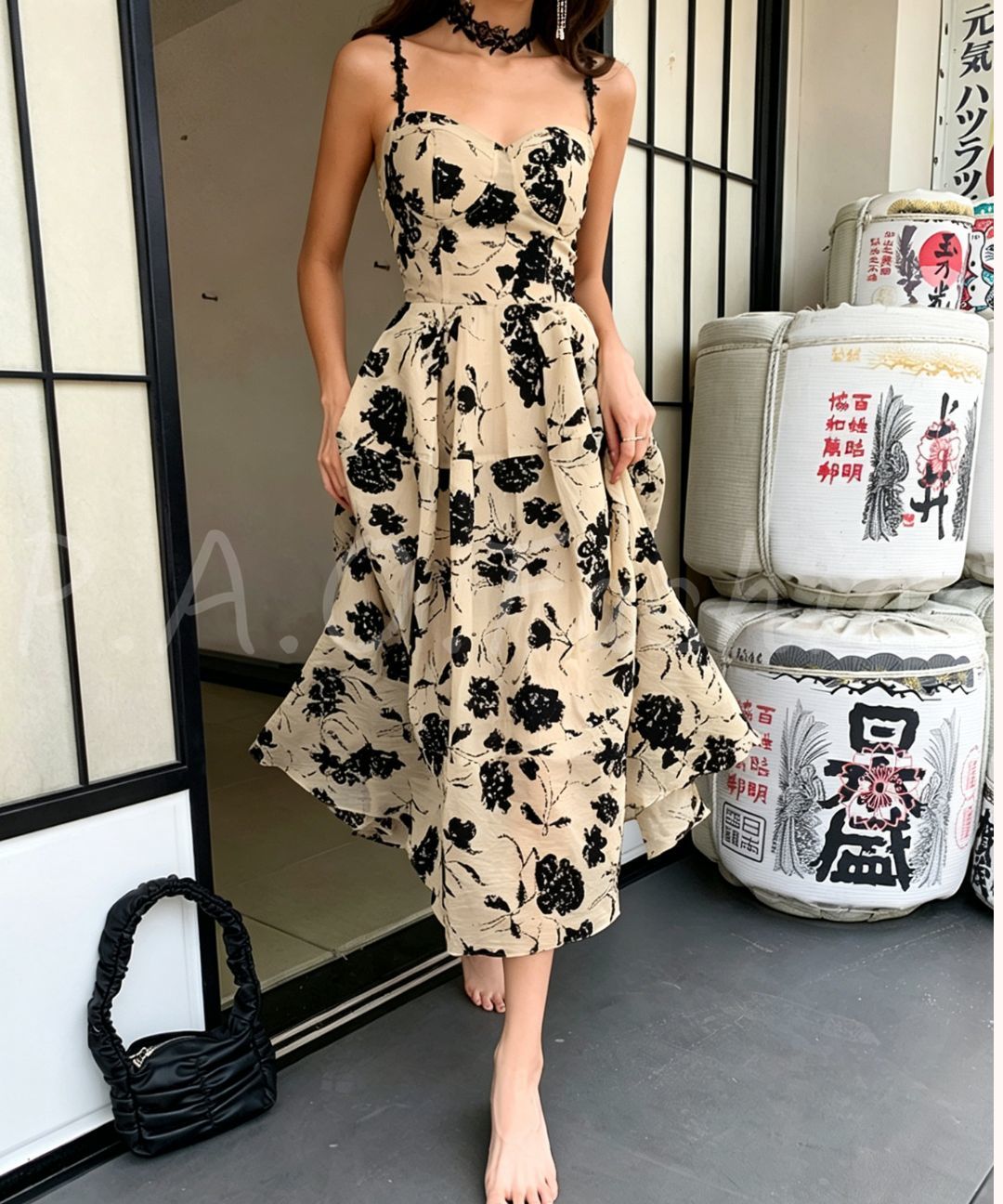 Floral Flocked Midi Dress