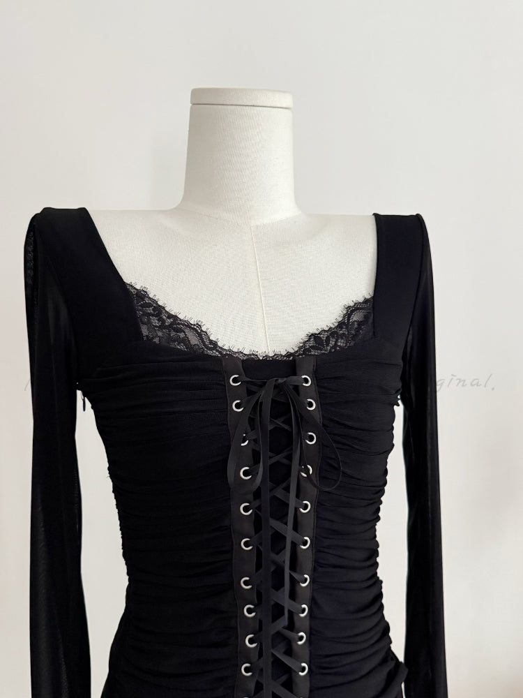 ARIA MESH RUCHED DRESS