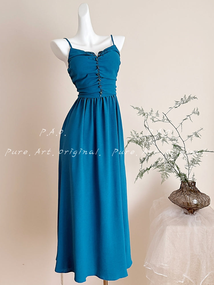 SERAPHINA RHINESTONE V-NECK MAXI DRESS