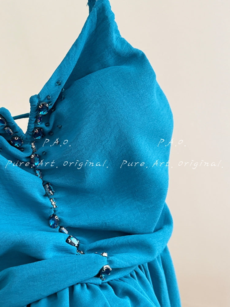 SERAPHINA RHINESTONE V-NECK MAXI DRESS