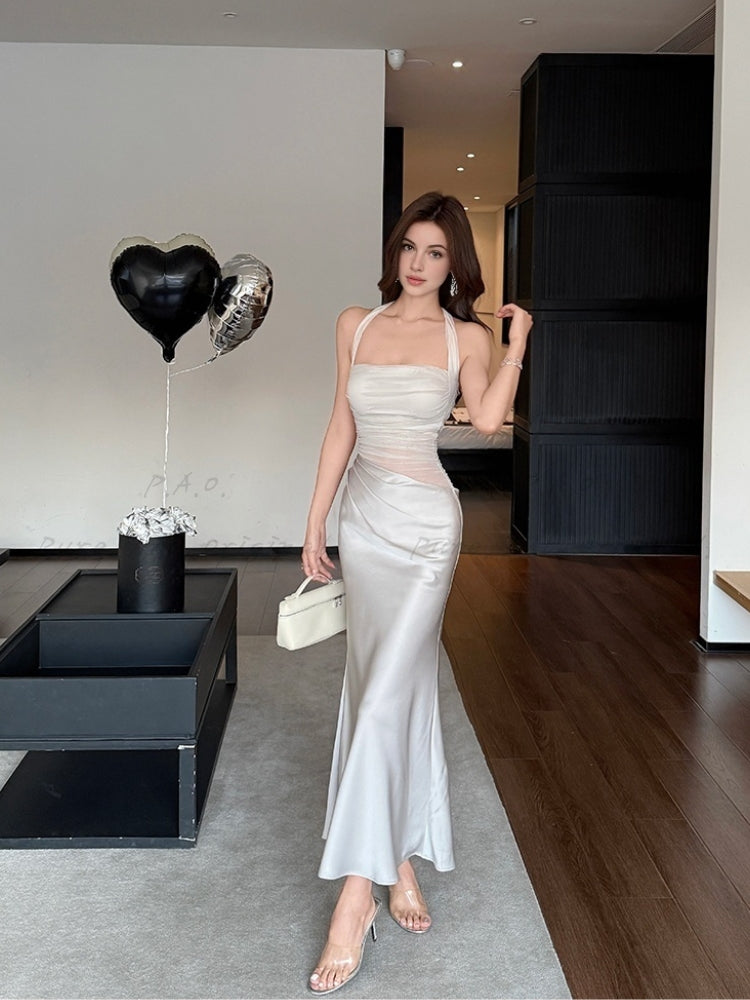 Veil Satin Maxi Dress