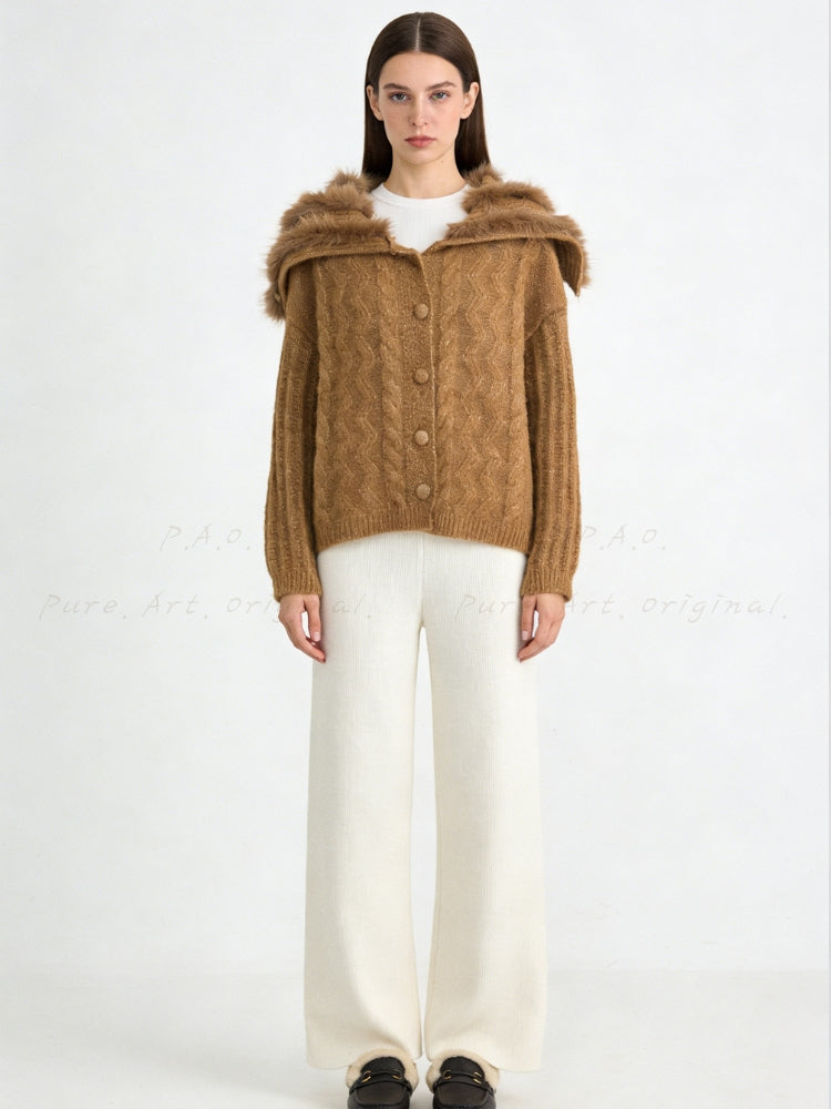 Large Lapel Knit Cardigan Sweater Jacket