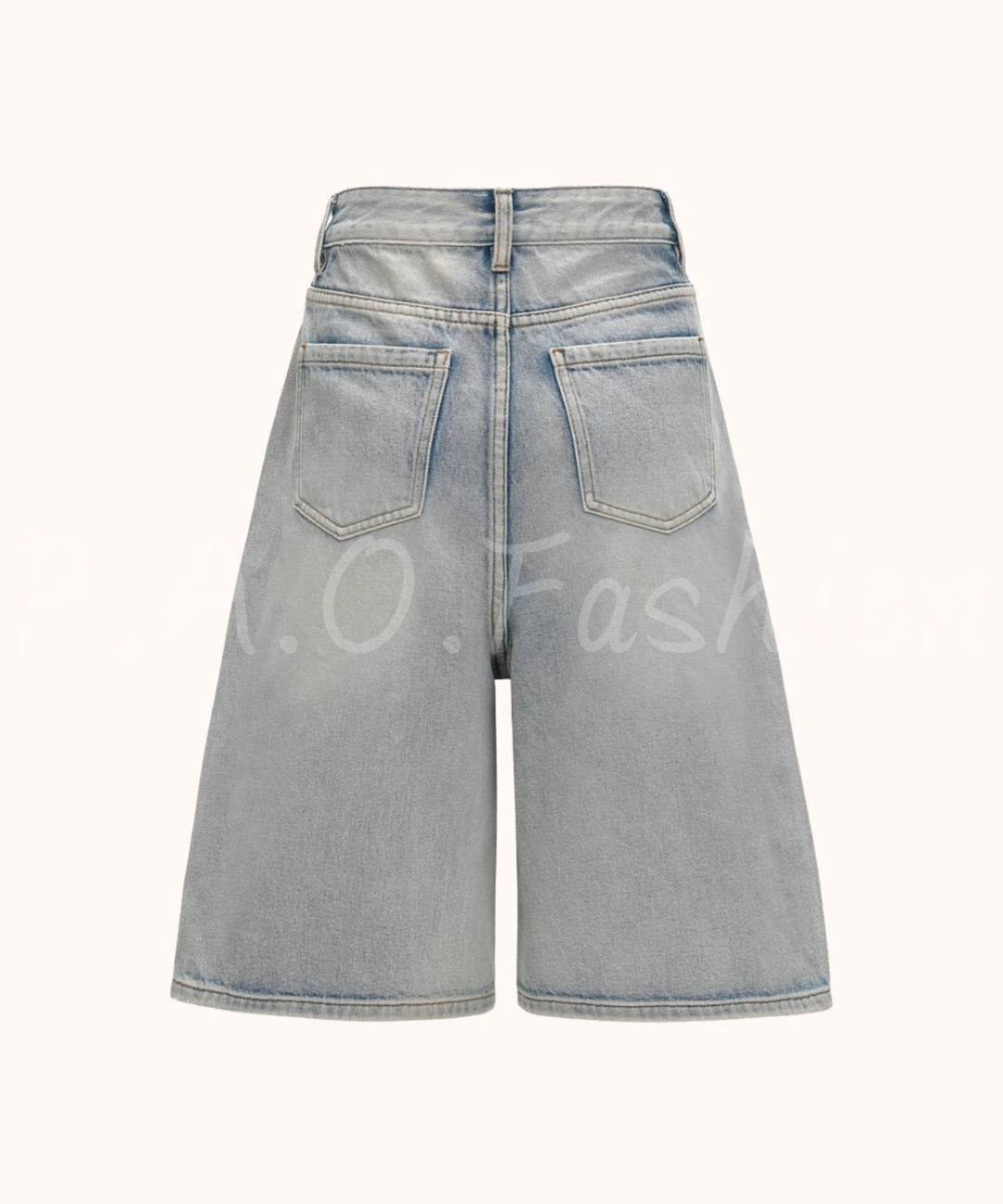 Vintage Washed Wide-Leg Denim Bermuda Shorts[Available Now]