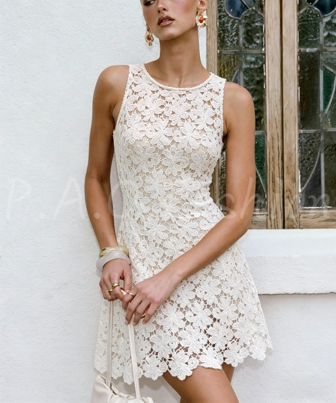 Floral Crochet A-Line Mini Dress[Available Now]