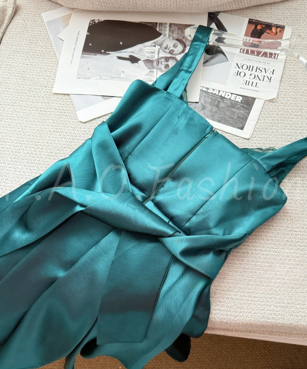 Satin Lace-Panel Bow-Waist A-Line Mini Dress[Available Now]
