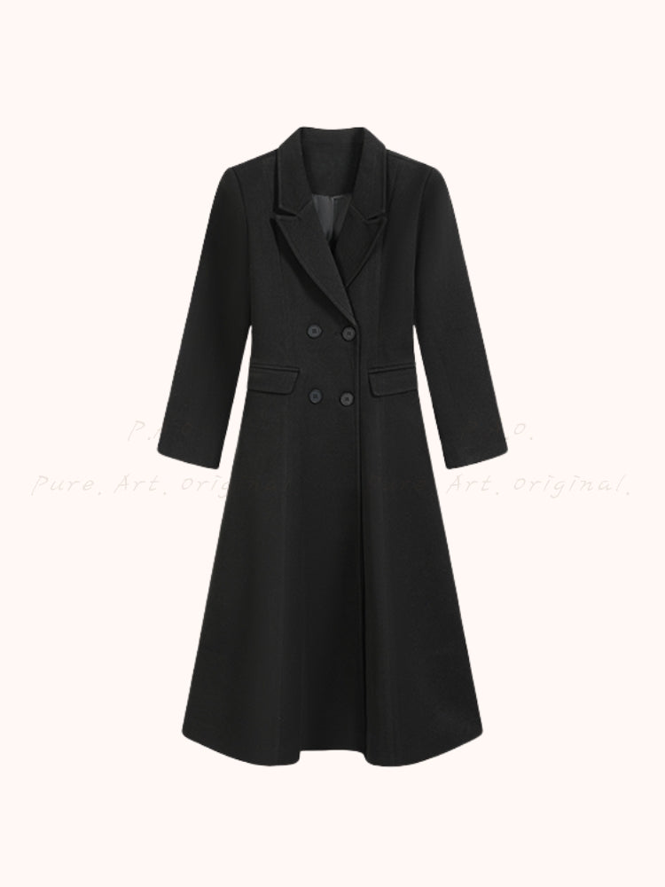Hepburn-Inspired Belted Long Trench Coat