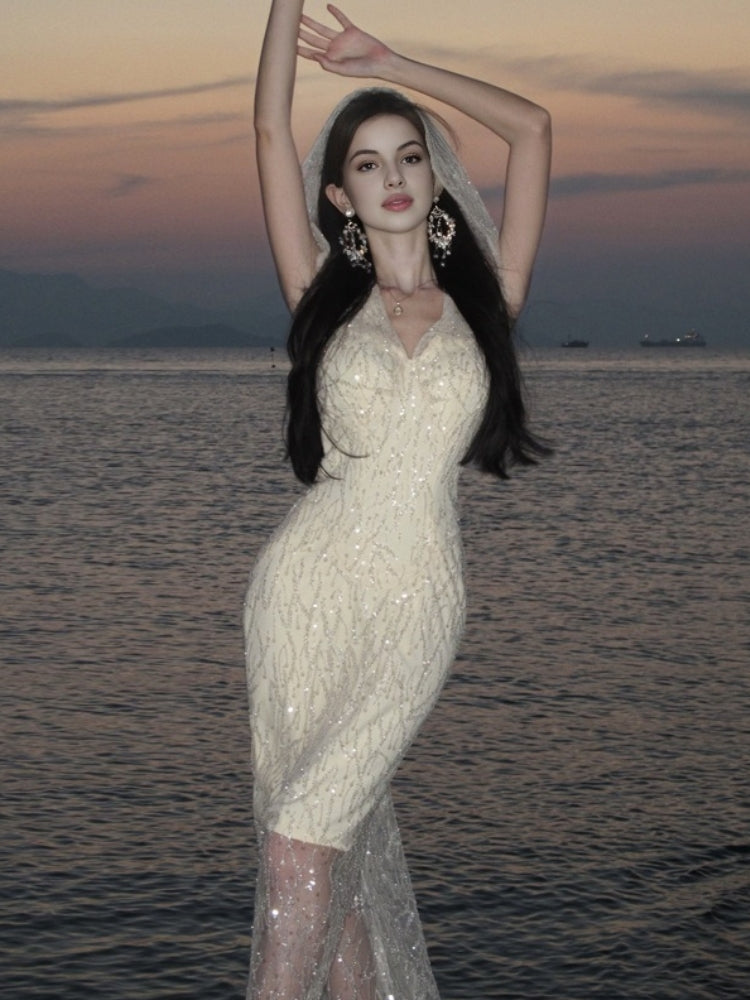 Subtle Sparkle Hooded Sequin Dress