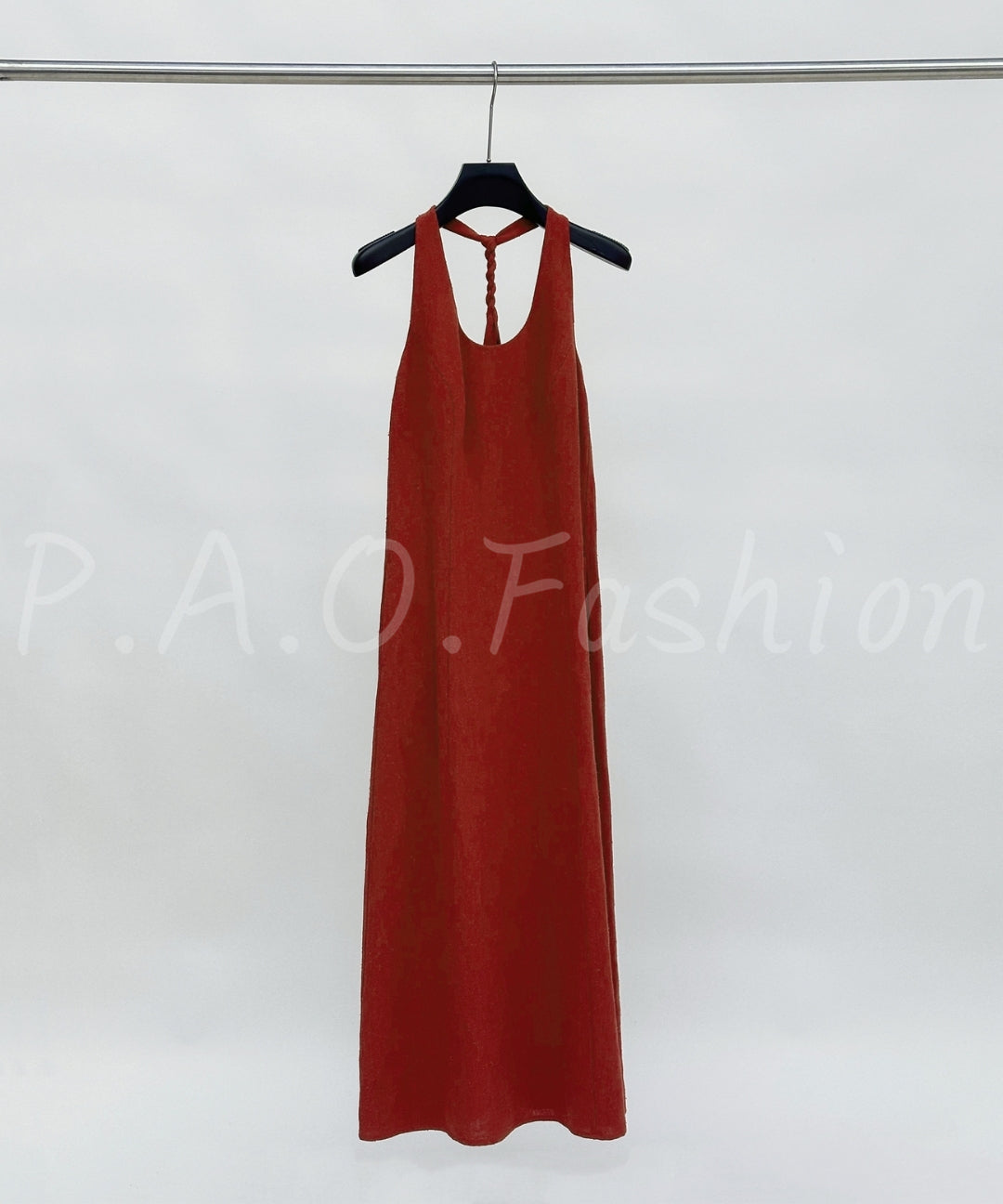 Minimal Braided Halter Linen Dress