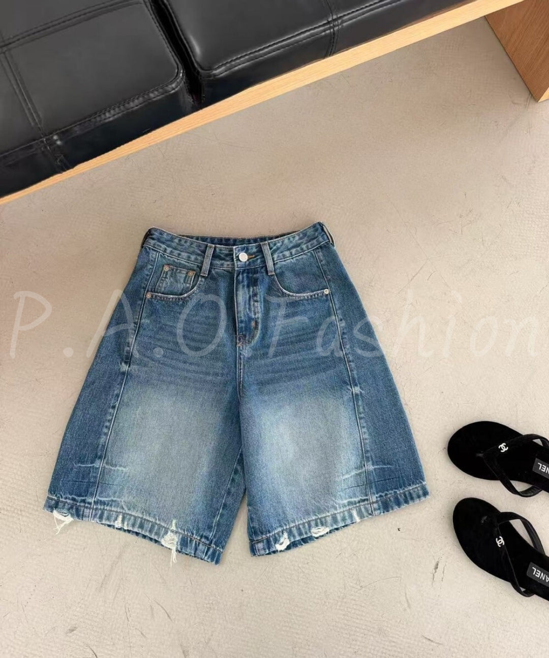 Vintage Washed Straight-Leg Denim Bermuda Shorts[Available Now]