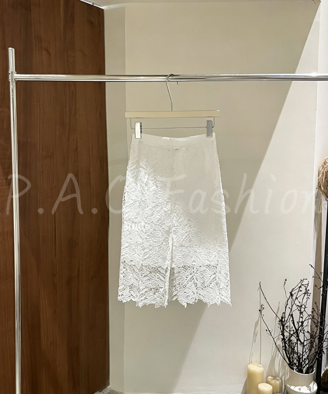 Embroidered Lace High-Waisted Midi Skirt[Available Now]