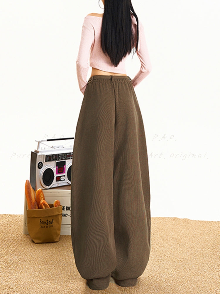 Corduroy Curve-Cut Casual Wide-Leg Pants