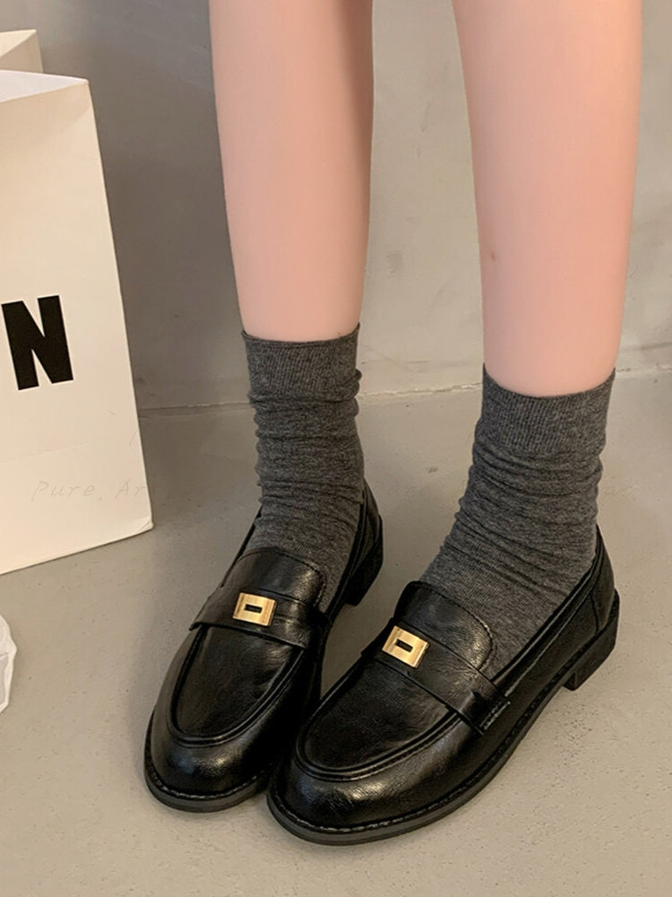 British-Style Vintage PU Leather Loafers