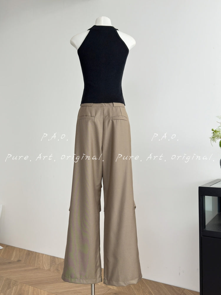 Effortless Drapey Wide‑Leg Casual Pants