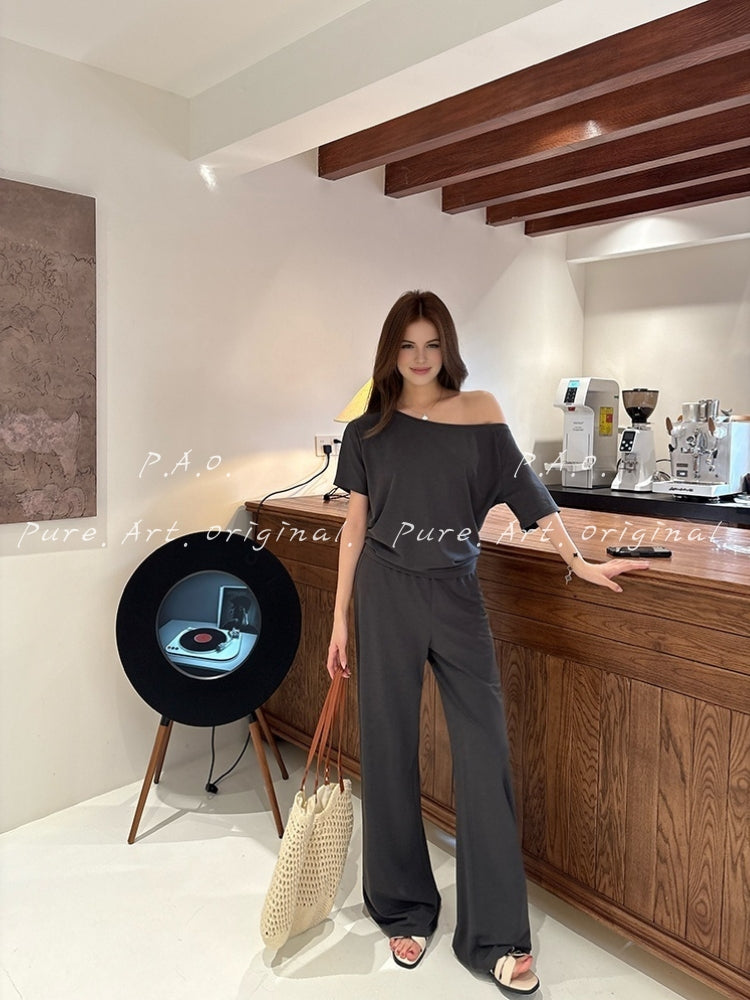 Off-Shoulder Relaxed Lounge Set