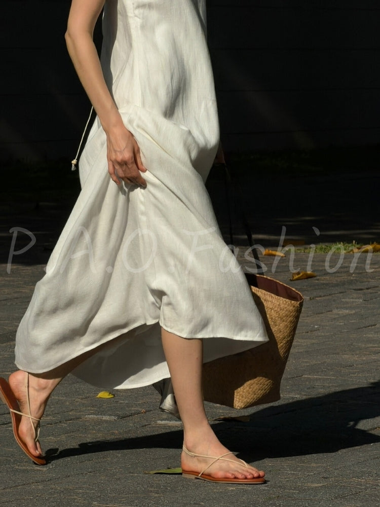 Relaxed V-Neck Sleeveless Maxi Dress