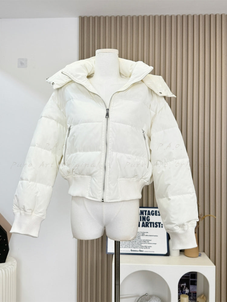 Stand Collar Hooded Puffer Coat