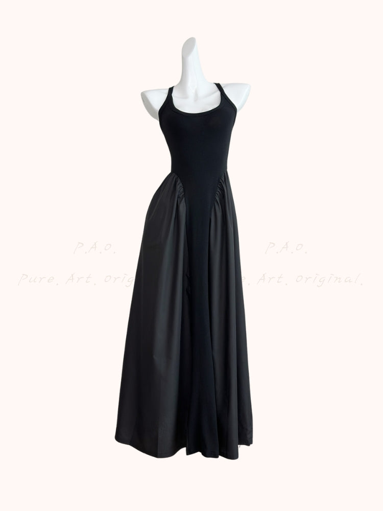 Waist-Defining Sleeveless A-Line Maxi Dress