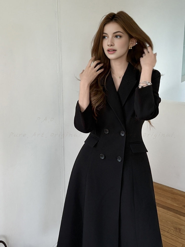 Hepburn-Inspired Belted Long Trench Coat