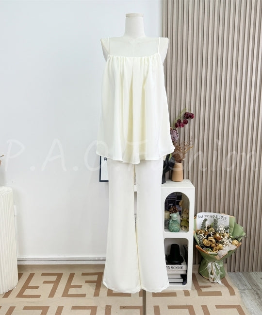 Satin Relaxed Camisole & Wide-Leg Pants Set