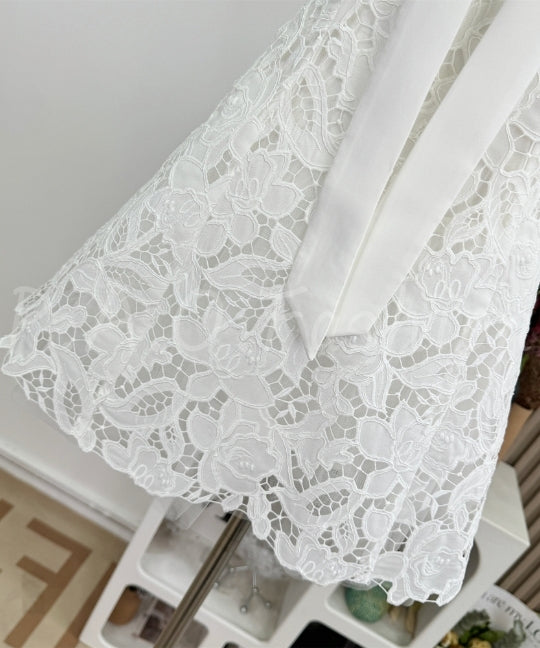Bow Lace Strap A-Line Mini Dress