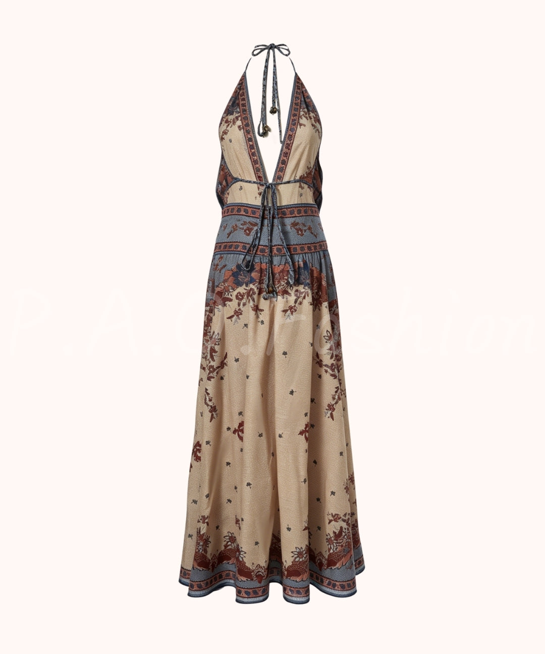 Bohemian Print Halter Maxi Dress[Available Now]