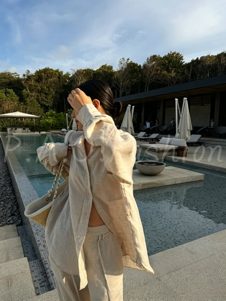 100% Linen Oversized Sun Shirt